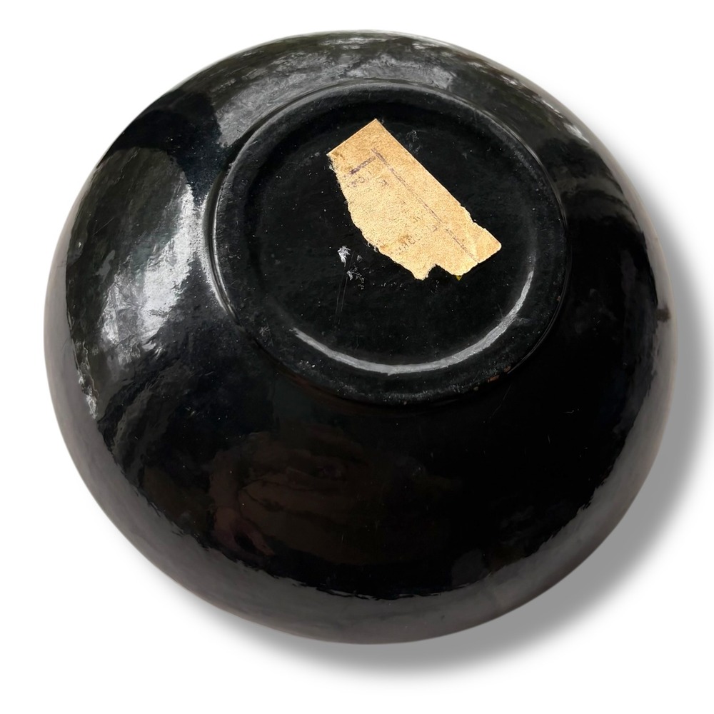 Vintage Hand Painted Lacquer Floral Trinket Box Round Black Wood Folk Art 5.5" - Picture 6 of 8